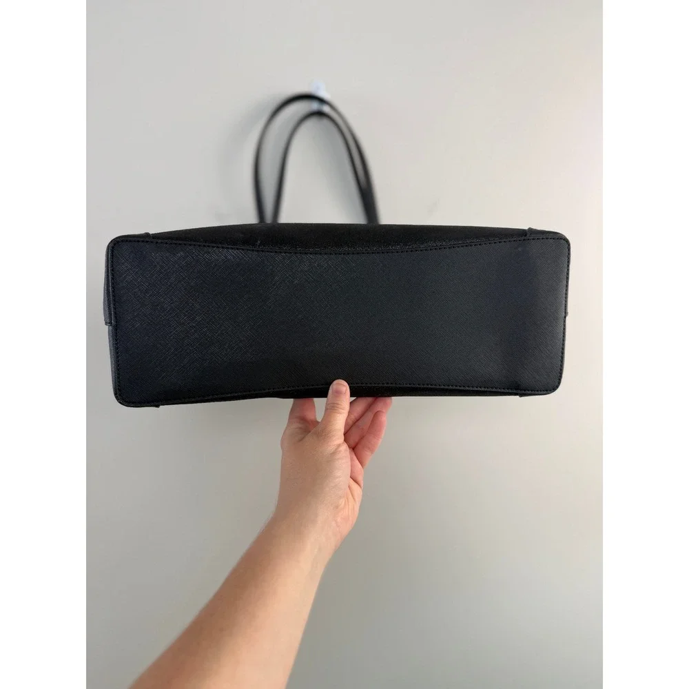 Kate Spade Tote Bag Shimmy Glitter Black Women Saffiano Leather Zip Shoulder Bag